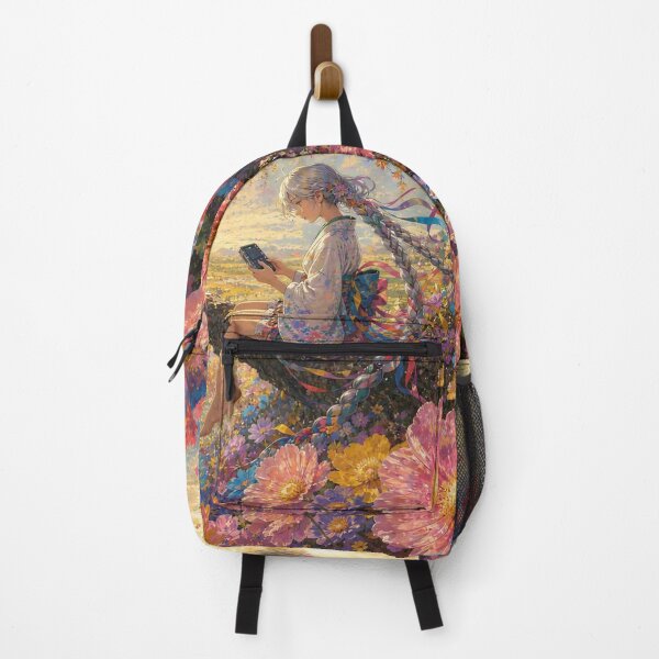 Item preview, Japanese Girl Gaming in a Seaside Flower Garden designed and sold by M-Y-A-R-T-.