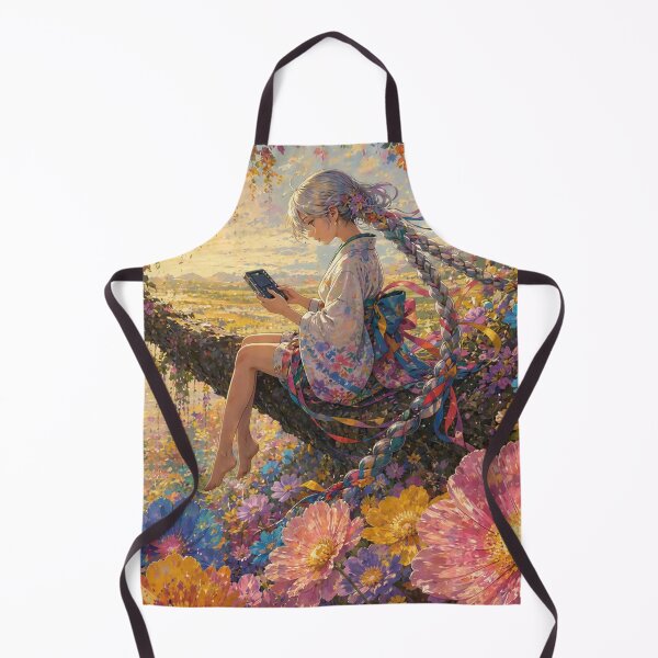 Item preview, Japanese Girl Gaming in a Seaside Flower Garden designed and sold by M-Y-A-R-T-.