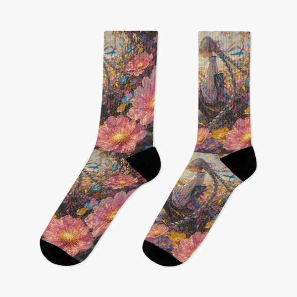 Item preview, Japanese Girl Gaming in a Seaside Flower Garden designed and sold by M-Y-A-R-T-.