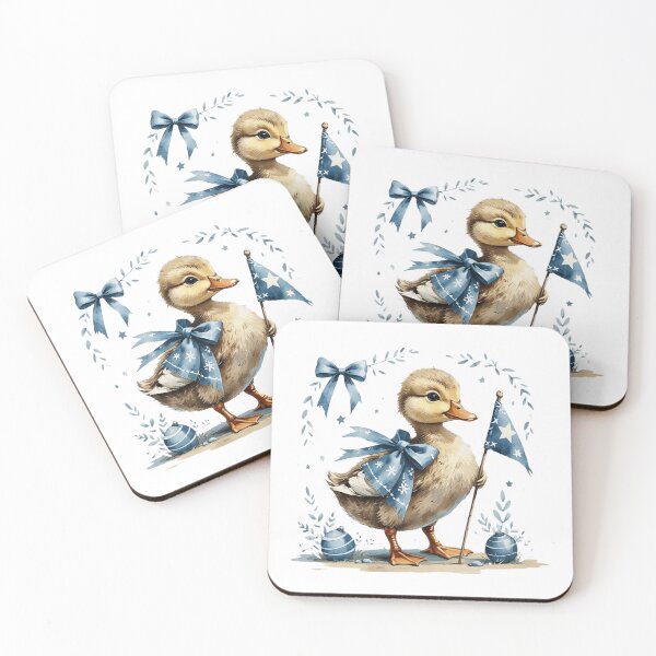 Item preview, Cute Watercolor Baby Duckling Blue Star Flag Vintage Art designed and sold by AQUILAKREO.