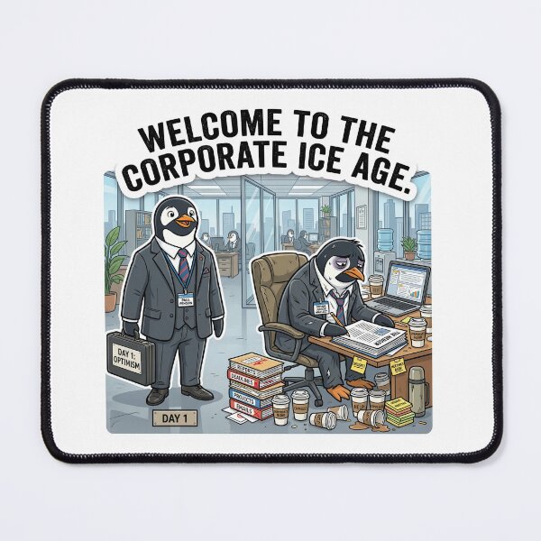 Item preview, Corporate Ice Age Funny Work Sticker designed and sold by SoftAuraStudi0.