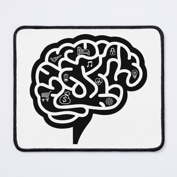 Item preview, Overthinking Brain Maze Minimalist Black and White Graphic designed and sold by lenalenspod.