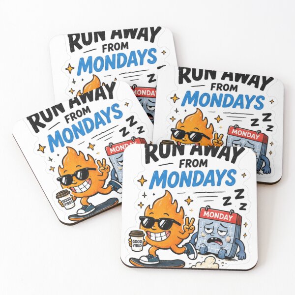 Item preview, Run Away From Mondays Funny Monday Mood Coffee Cartoon Sticker designed and sold by Soeklahan07.