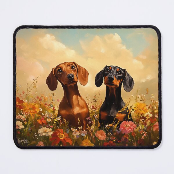 Item preview, Two Dachshunds in a Field of Flowers designed and sold by PetsArt.