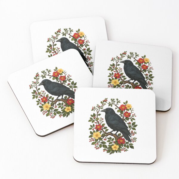 Item preview, Black Crow with Floral Oval Frame designed and sold by Artdrop62.