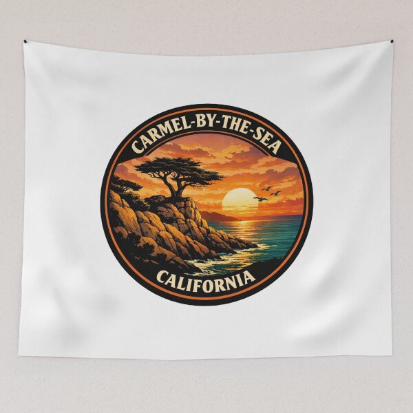 Item preview, Carmel-by-the-Sea California: Lone Cypress Cliff Illustration designed and sold by CircinusStore.