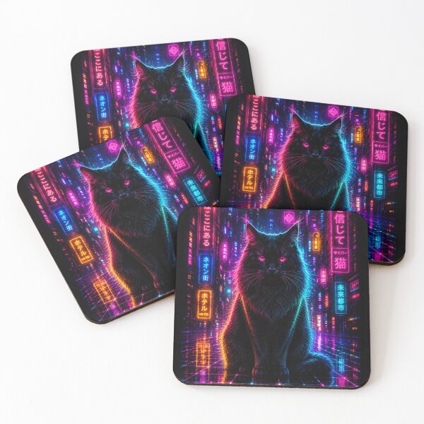 Item preview, Cyberpunk Cat in Neon City designed and sold by PetsArt.