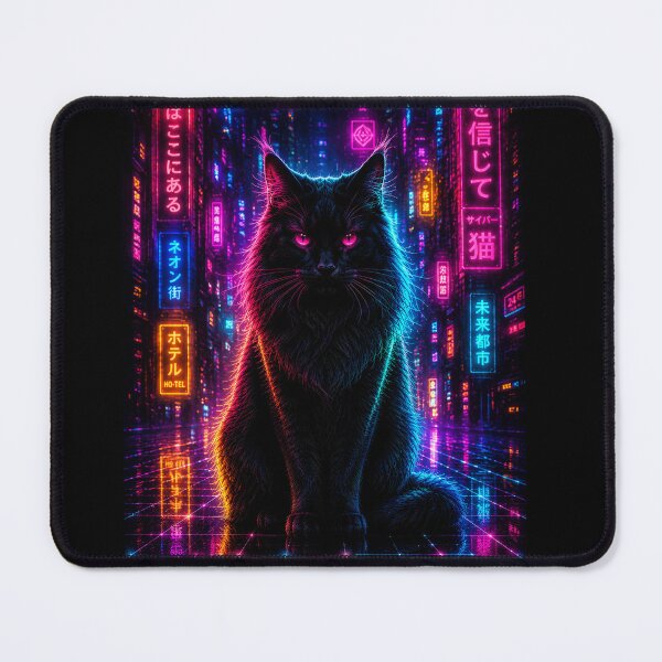 Item preview, Cyberpunk Cat in Neon City designed and sold by PetsArt.