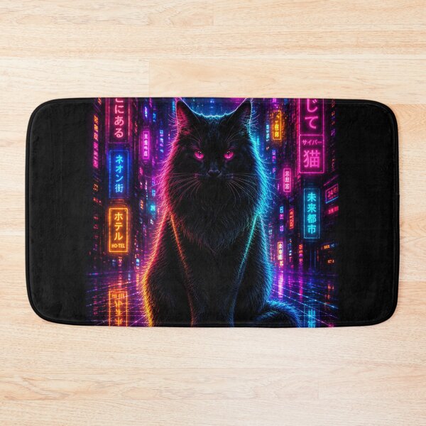 Item preview, Cyberpunk Cat in Neon City designed and sold by PetsArt.
