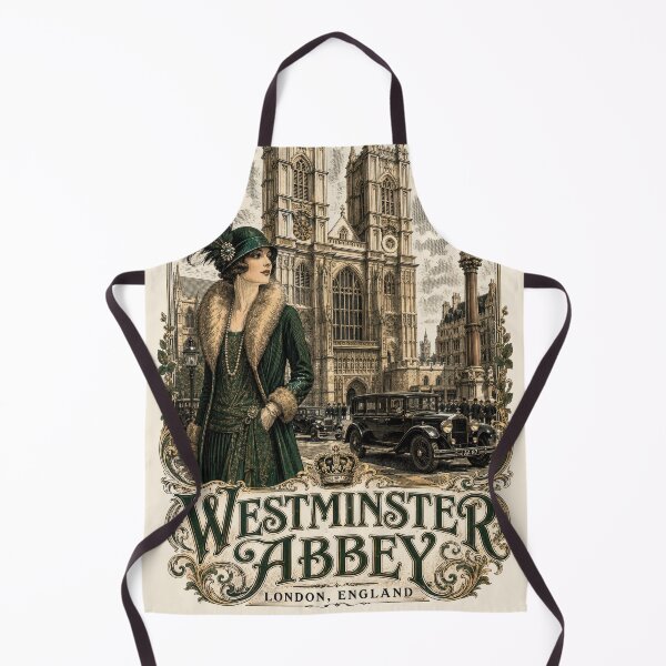 Item preview, Westminster Abbey, London, England [Wood Engraving] — Flapper Standing in Front of the Ornate West Front designed and sold by elektronen.