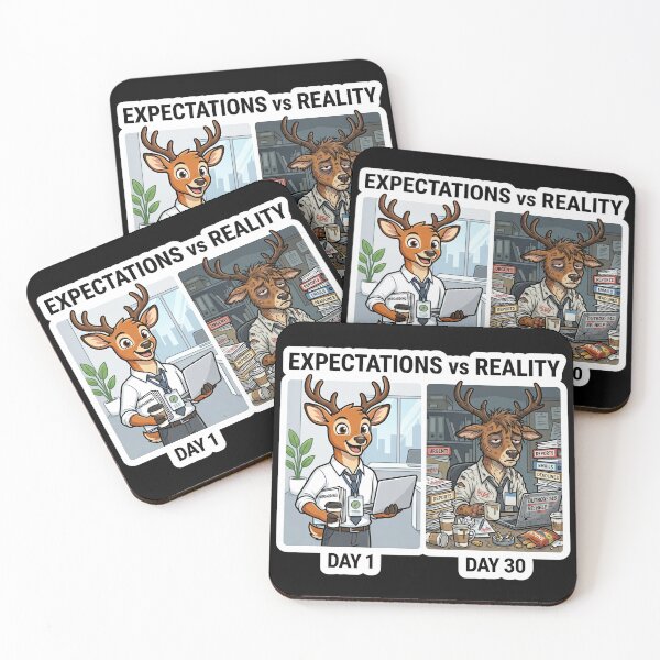 Item preview, Expectations vs Reality Office Burnout Sticker designed and sold by SoftAuraStudi0.