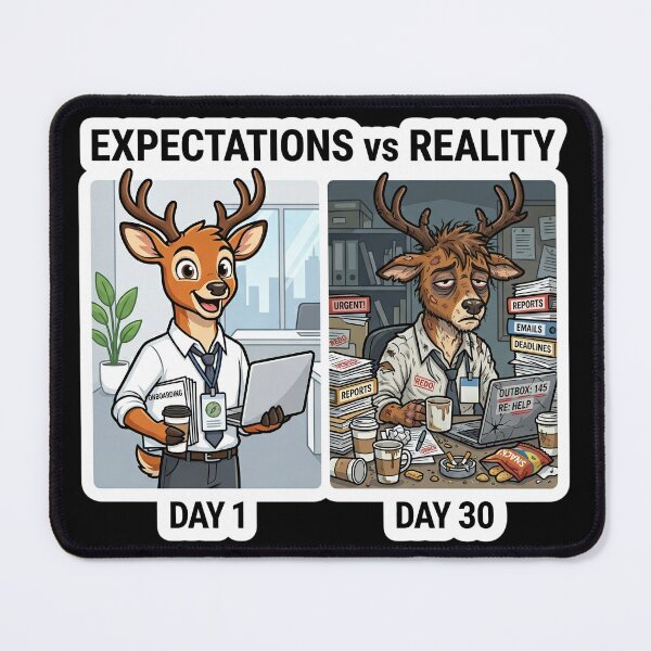 Item preview, Expectations vs Reality Office Burnout Sticker designed and sold by SoftAuraStudi0.