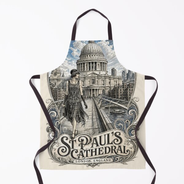 Item preview, St Paul's Cathedral, London, England [Wood Engraving] — Flapper Walking Gracefully Across Millennium Bridge designed and sold by elektronen.