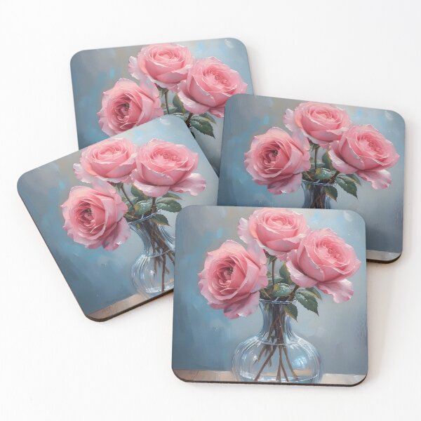 Item preview, Pink Roses in Glass Vase Oil Painting Print | Floral Wall Art designed and sold by Sweetchaos73.