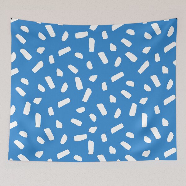 Item preview, Abstract White Confetti Blobs on Vibrant Blue with Playful Circus Vibe designed and sold by ArtyFridgees.
