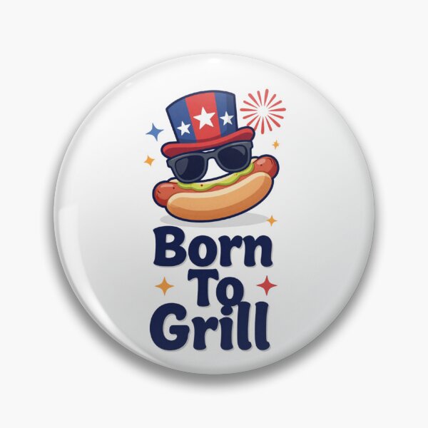 Item preview, Born To Grill Funny Patriotic Hot Dog Uncle Sam 4th of July designed and sold by Meadowmood.