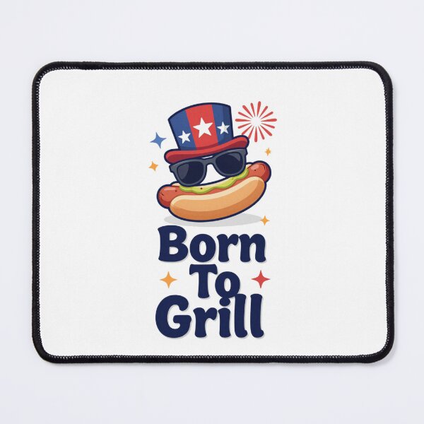 Item preview, Born To Grill Funny Patriotic Hot Dog Uncle Sam 4th of July designed and sold by Meadowmood.