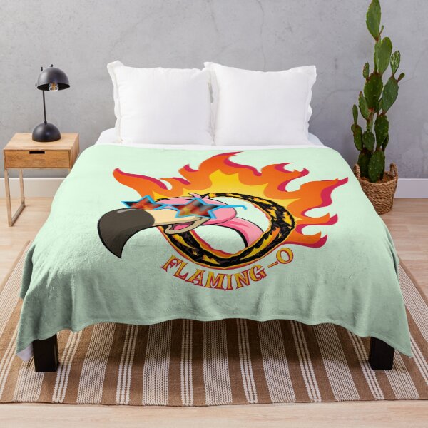 Item preview, Pink flamingo pokes head through a flaming O! designed and sold by JRDoesDesign-82.