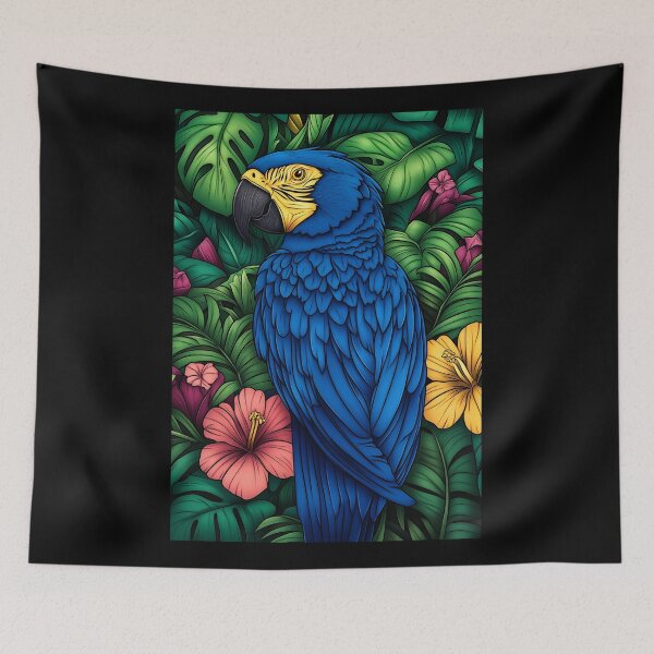 Item preview, Blue Macaw in Tropical Foliage designed and sold by PetsArt.