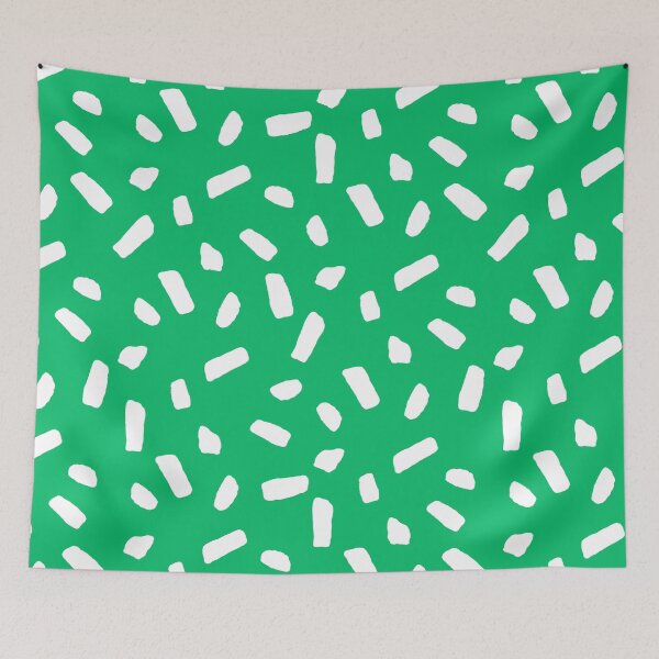 Item preview, Abstract White Confetti Blobs on Vibrant Green with Playful Circus Vibe designed and sold by ArtyFridgees.