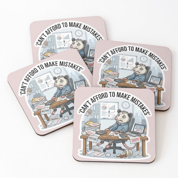 Item preview, Funny Possum Office Sticker | Can't Afford Mistakes Meme designed and sold by SoftAuraStudi0.