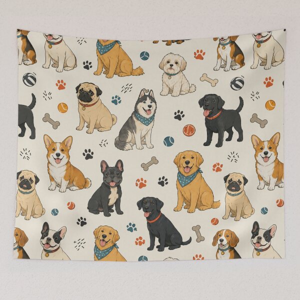 Item preview, Cute Dog Pattern | Seamless Puppy Wallpaper Design for Dog Lovers designed and sold by RJACreative.
