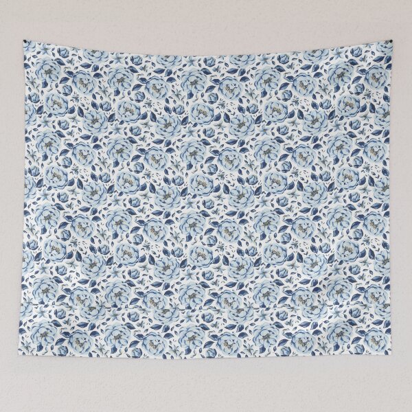 Item preview, Watercolor Blue Floral Pattern — Peony Rose Botanical Navy designed and sold by Zaya_art.