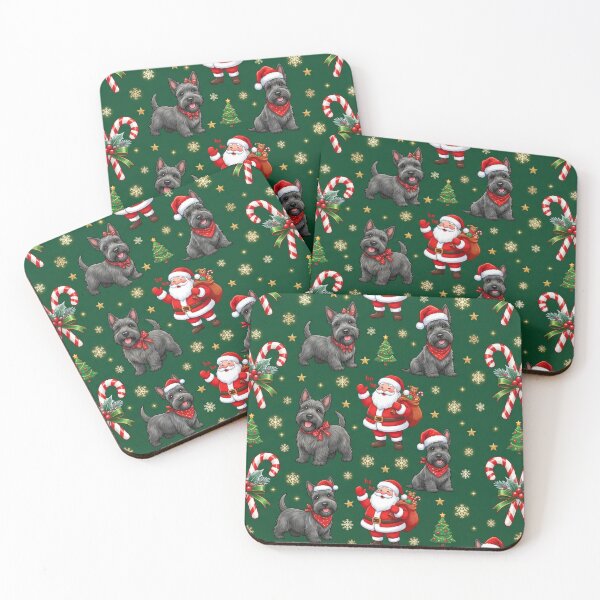Item preview, Festive Santa and Scottish Terrier Pattern designed and sold by Wags & Tails.