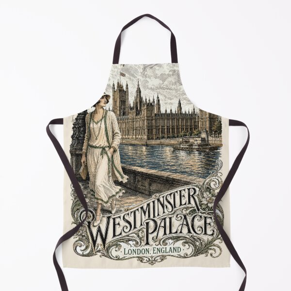 Item preview, Westminster Palace, London, England [Wood Engraving] — Confident Flapper Walking Along the Lambeth River Embankment designed and sold by elektronen.