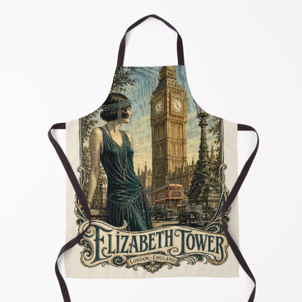 Item preview, Elizabeth Tower (Big Ben), London, England [Wood Engraving] — Flapper Pausing by the Victoria Tower Gardens Near Big Ben designed and sold by elektronen.