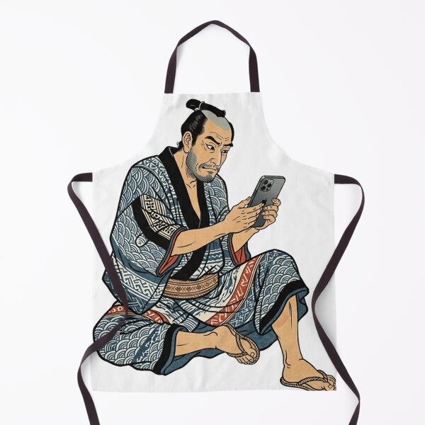 Item preview, Ukiyo-e Japanese Man Using Smartphone – Edo Period Humor Art designed and sold by vekotpu.