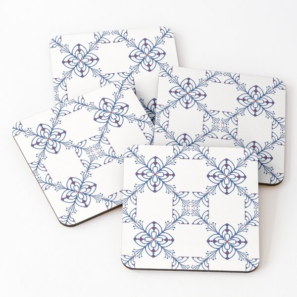 Item preview, Blue and Red Vintage Ornate Tile Pattern designed and sold by Nicha Studio.
