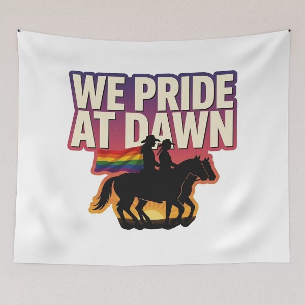 Item preview, We Pride At Dawn LGBTQ+ Cowboy Sunrise Sticker designed and sold by MerchlyMike.