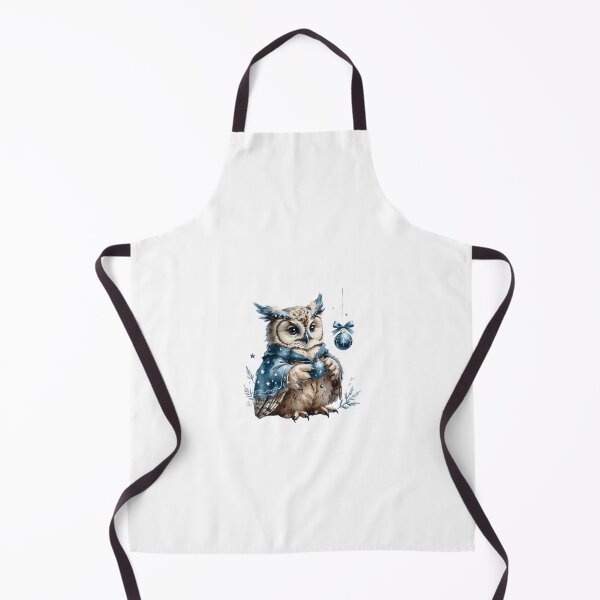 Item preview, Elegant Watercolor Winter Owl Blue Bow Ornament Art designed and sold by AQUILAKREO.