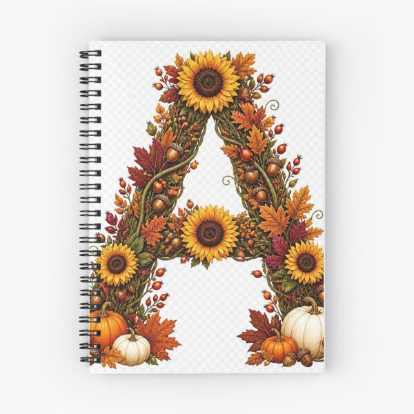 Item preview, Letter A Autumn Floral Sunflower Pumpkin Fall Art designed and sold by bakosshops.