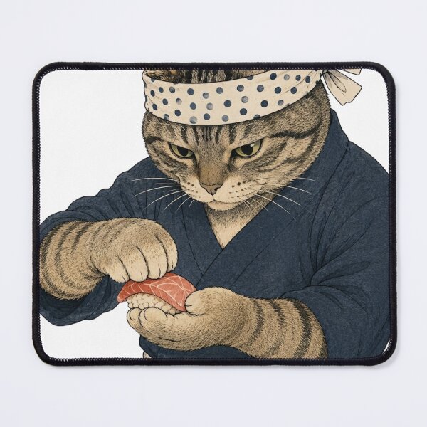 Item preview, Ukiyo-e Sushi Cat Chef – Japanese Sushi Master Neko Art designed and sold by vekotpu.
