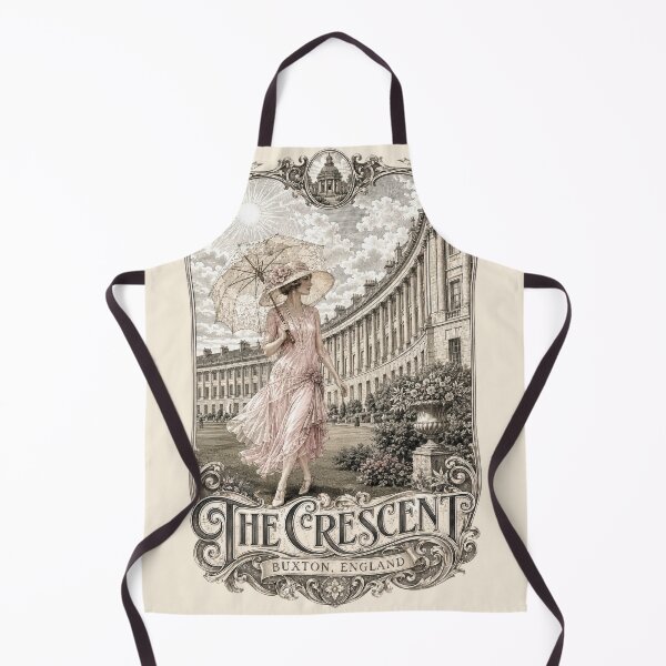 Item preview, The Crescent, Buxton, England [Wood Engraving] — Aristocratic Flapper Walking Across a Sprawling Lawn designed and sold by elektronen.