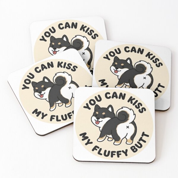 Item preview, You Can Kiss My Fluffy Butt – Cute Black Shiba Inu Doodle designed and sold by DailyStruggleCo.