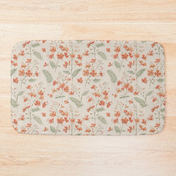 Item preview,  Vintage Peacock Flower Botanical  Seamless Pattern (Orange-Red) designed and sold by Siam Soul Studio.