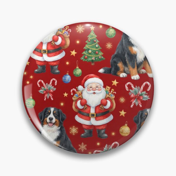 Item preview, Festive Santa and Bernese Mountain Dogs Pattern designed and sold by Wags & Tails.