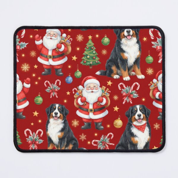 Item preview, Festive Santa and Bernese Mountain Dogs Pattern designed and sold by Wags & Tails.