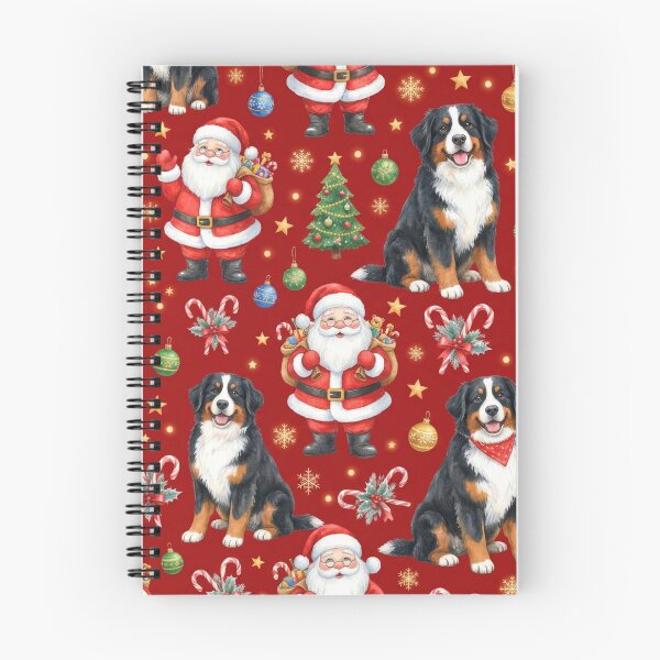 Item preview, Festive Santa and Bernese Mountain Dogs Pattern designed and sold by Wags & Tails.