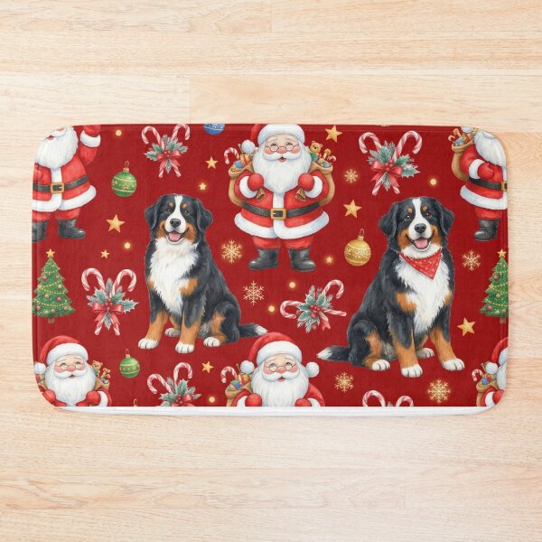 Item preview, Festive Santa and Bernese Mountain Dogs Pattern designed and sold by Wags & Tails.