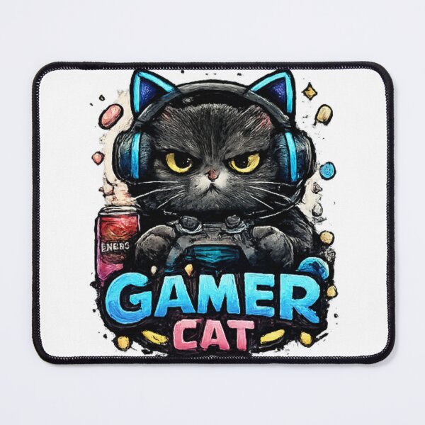 Item preview, Gamer Cat Neon Gaming T-Shirt designed and sold by Cavalier-org.