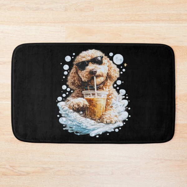 Item preview, Cute Goldendoodle Drinking Iced Coffee Vintage Cartoon Design for Dog Lovers Coffee Enthusiasts T-Shirt designed and sold by Teetreasure2.