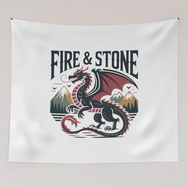 Item preview, Fire & Stone Dragon Vintage Fantasy designed and sold by CreativeTag.