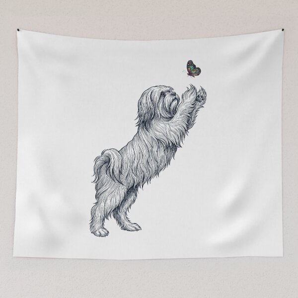 Item preview, Vintage Lhasa Apso with Butterfly Dog Mom Owner designed and sold by TerryConnells.