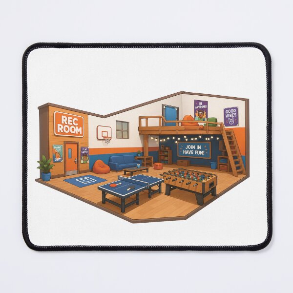 Item preview, Rec Room Cartoon Gaming Room Illustration | Cozy Fun Game Room Design designed and sold by Graphic Therapist.