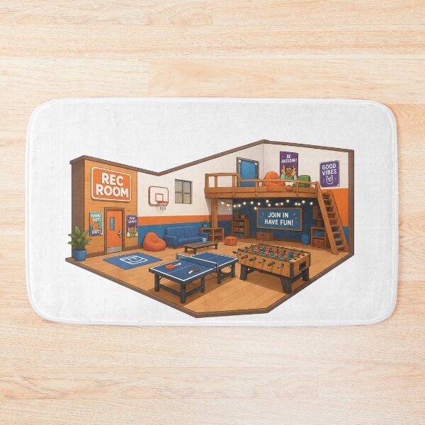 Item preview, Rec Room Cartoon Gaming Room Illustration | Cozy Fun Game Room Design designed and sold by Graphic Therapist.