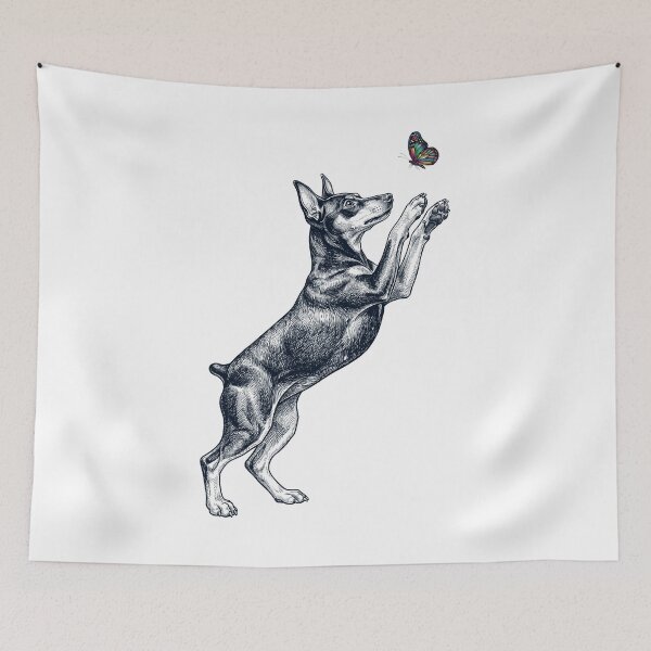 Item preview, Vintage Miniature Pinscher with Butterfly Dog Mom Owner designed and sold by TerryConnells.